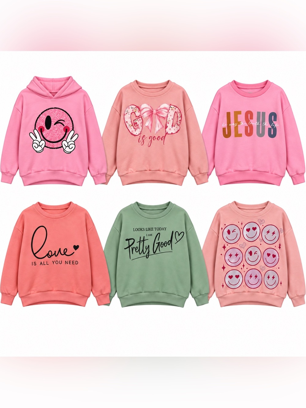 SHEIN Girls’ Graphic Sweatshirt Bundle | 6 Pieces